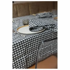 Nappe en lin lavé vichy | Noir