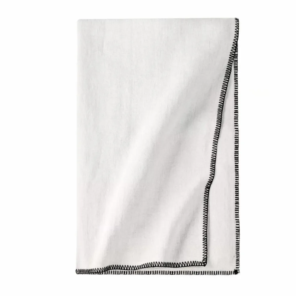 Nappe en Lin lavé-surfilée | Blanc cassé