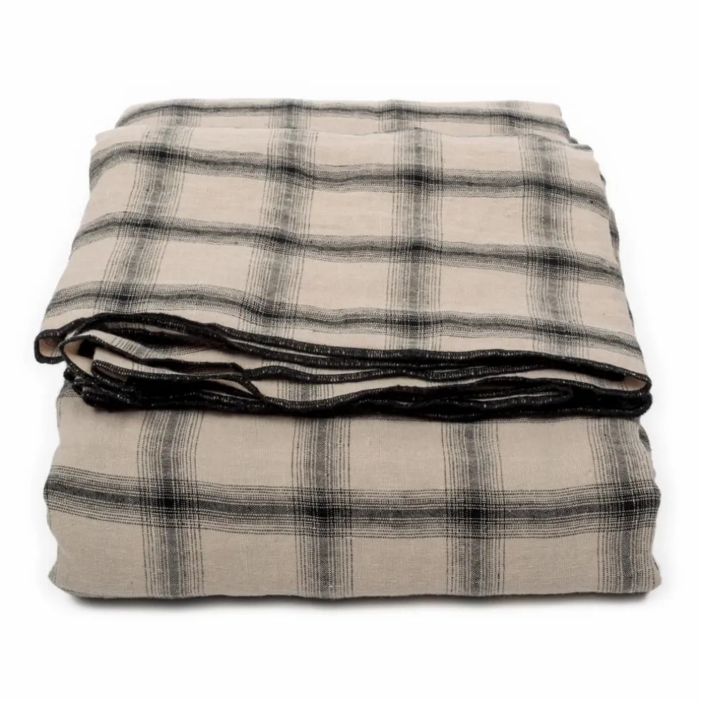 Nappe Highlands à carreaux en lin lavé | Beige rosé