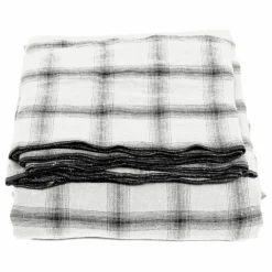 Nappe Highlands à carreaux en lin lavé | Blanc