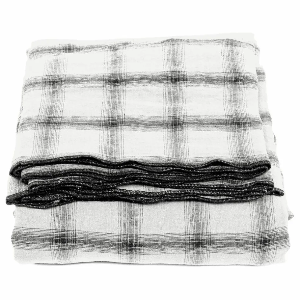 Nappe Highlands à carreaux en lin lavé | Blanc