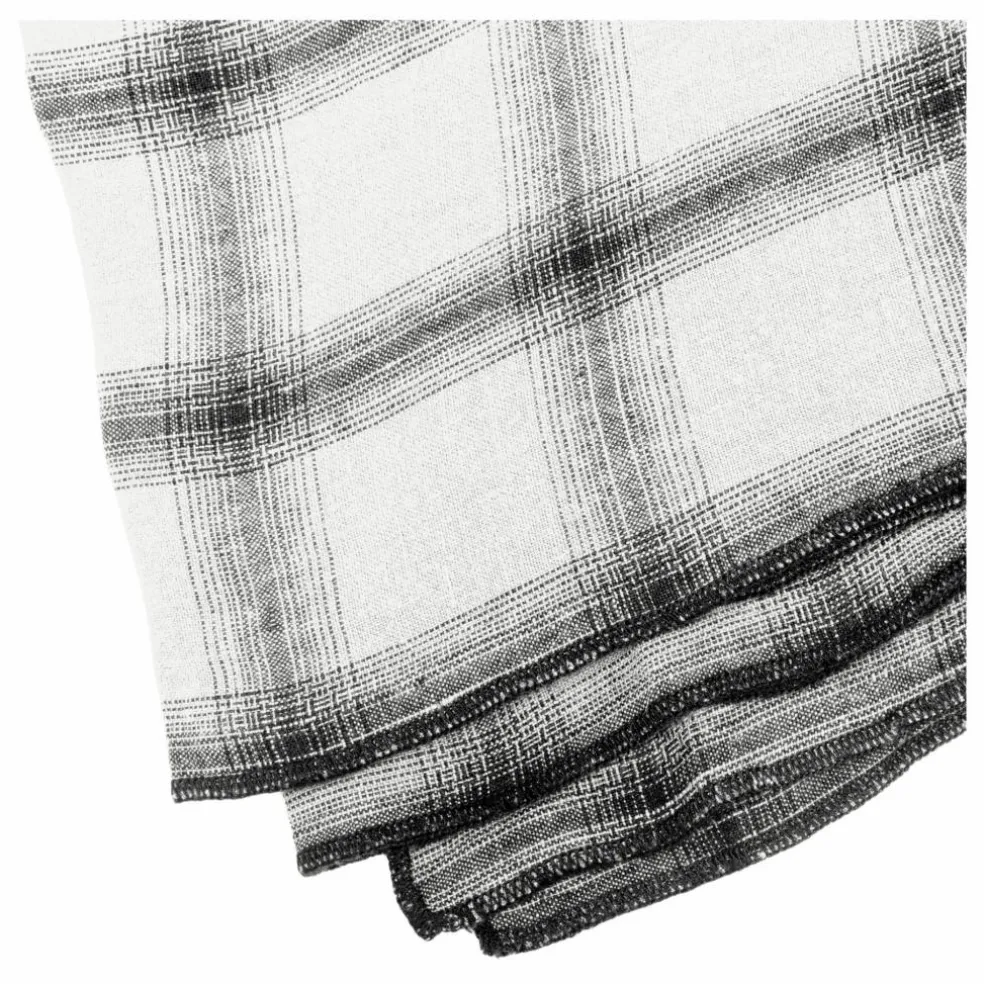 Nappe Highlands à carreaux en lin lavé | Blanc