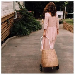 Panier à roulettes adulte en rotin Luggy