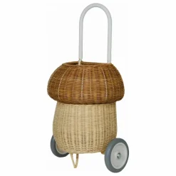 Panier à roulettes en rotin Champignon