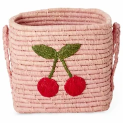 Panier de rangement en raphia Cerise | Rose