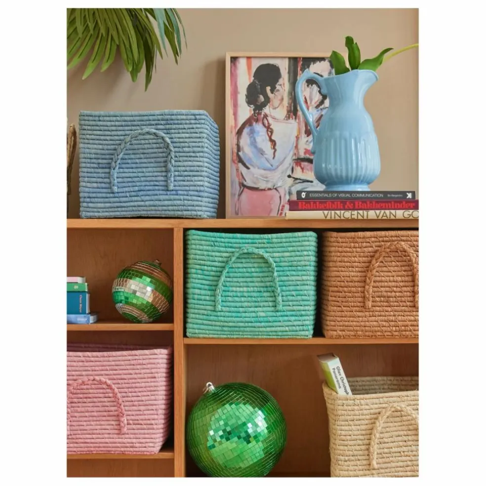 Panier de rangement en raphia | Bleu