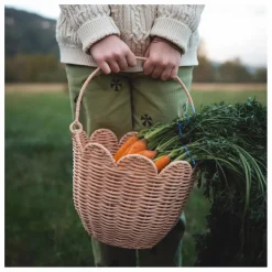 Panier en rotin Petal | Rose pêche