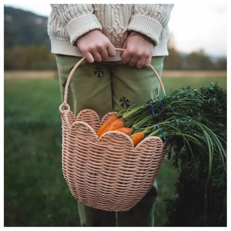 Panier en rotin Petal | Rose pêche