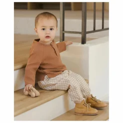 Pantalon à Carreaux Gaze de Coton Bio | Marron