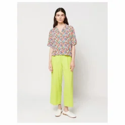 Pantalon à Pinces Coton et Lin - Collection Femme | Vert anis