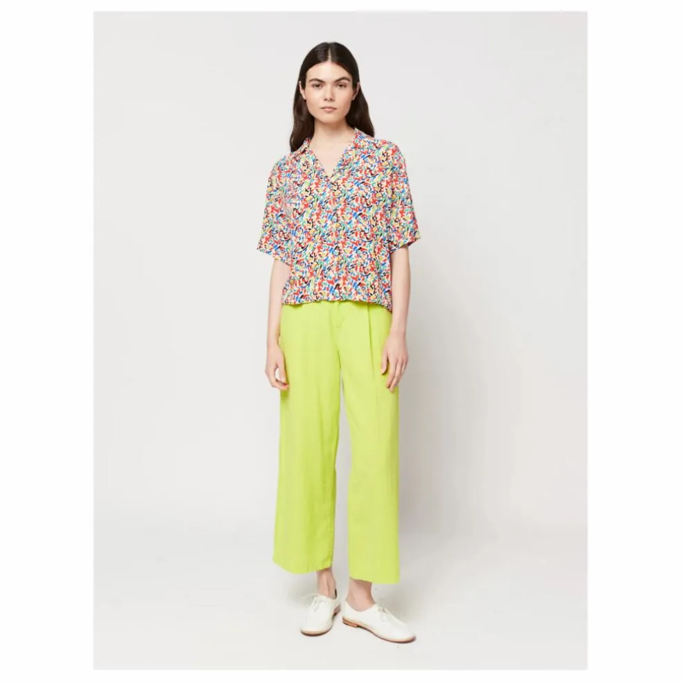 Pantalon à Pinces Coton et Lin - Collection Femme | Vert anis