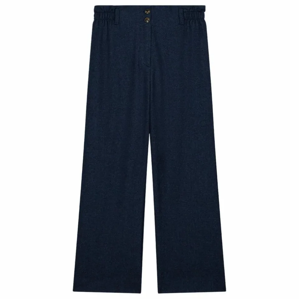 Pantalon Abuela Heringbone Laine - Collection Femme | Bleu marine