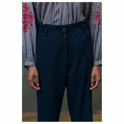 Pantalon Abuela Heringbone Laine - Collection Femme | Bleu marine