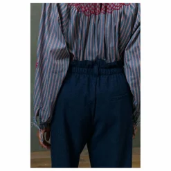 Pantalon Abuela Heringbone Laine - Collection Femme | Bleu marine