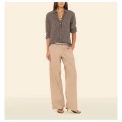 Pantalon Alto Rayé | Caramel