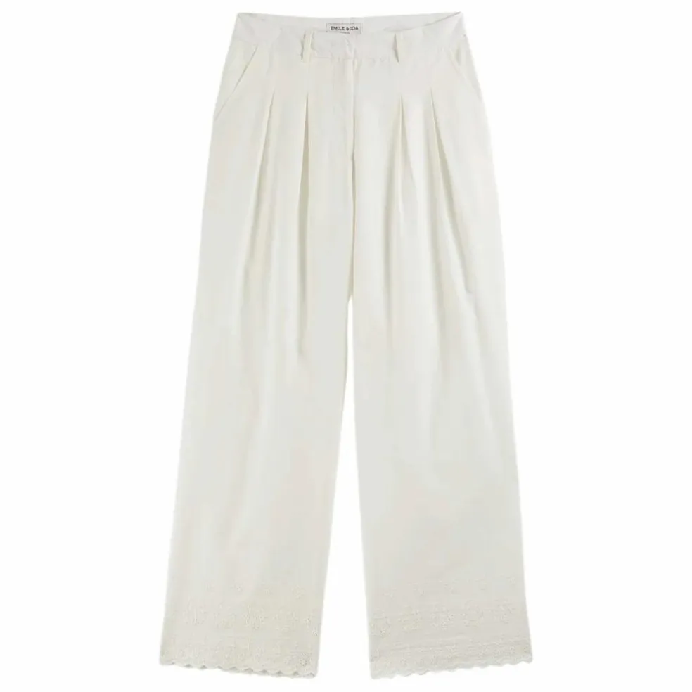 Pantalon Bohème Brodé | Blanc