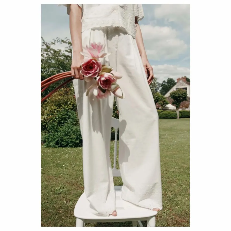 Pantalon Bohème Brodé | Blanc
