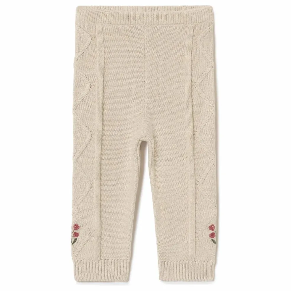 Pantalon Brodé Maille | Beige