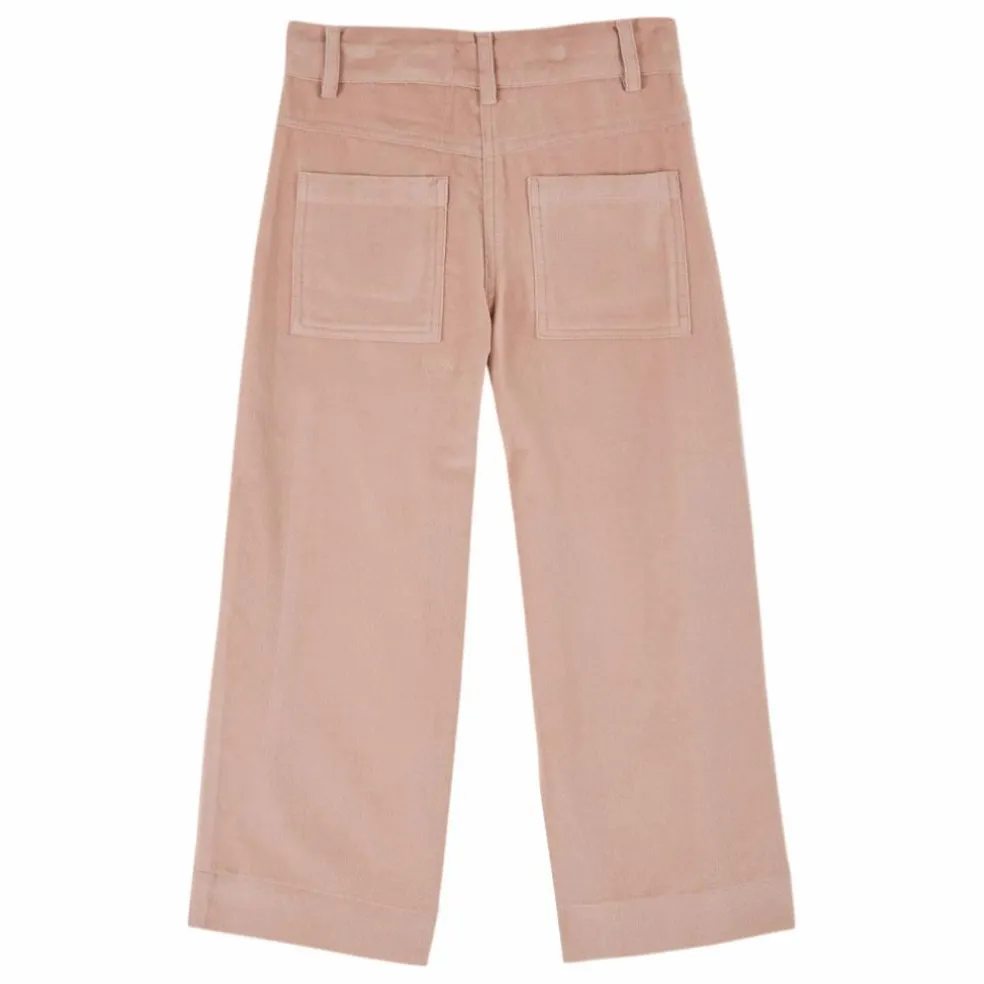 Pantalon Brodé Velours Côtelé | Rose pâle