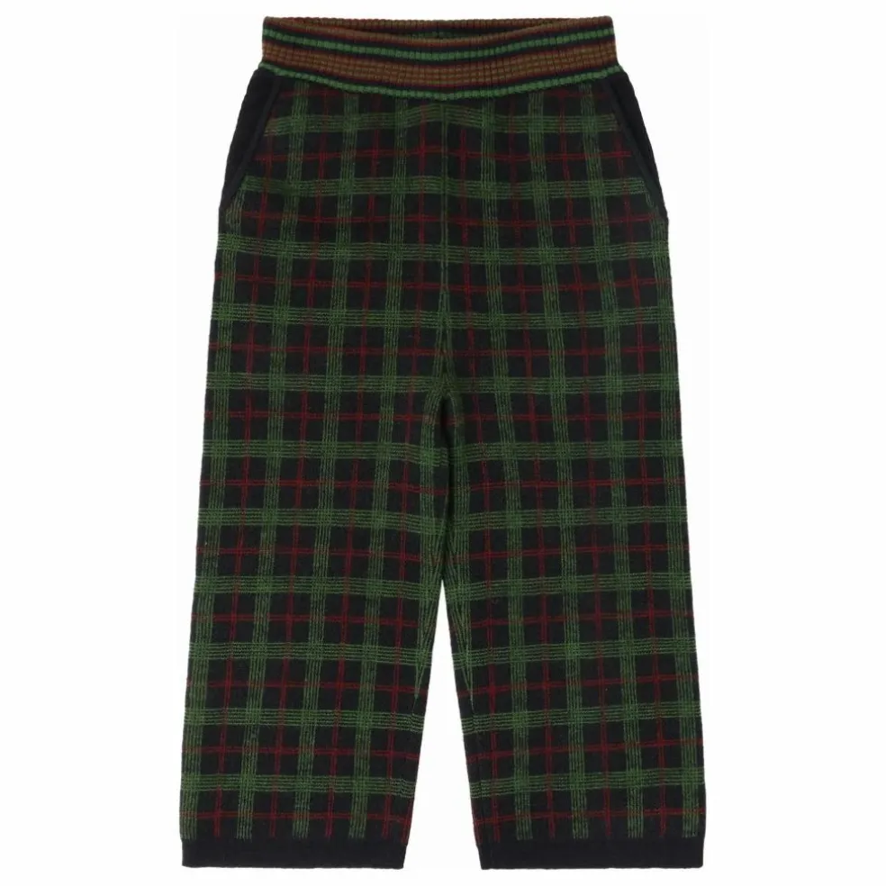 Pantalon Carreaux Feutré Laine de Mérinos | Vert