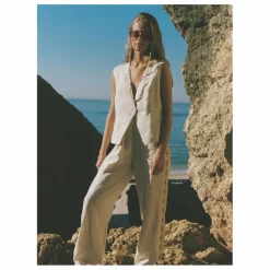 Pantalon Celine Broderies Lin | Ecru