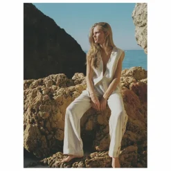 Pantalon Celine Broderies Lin | Ecru