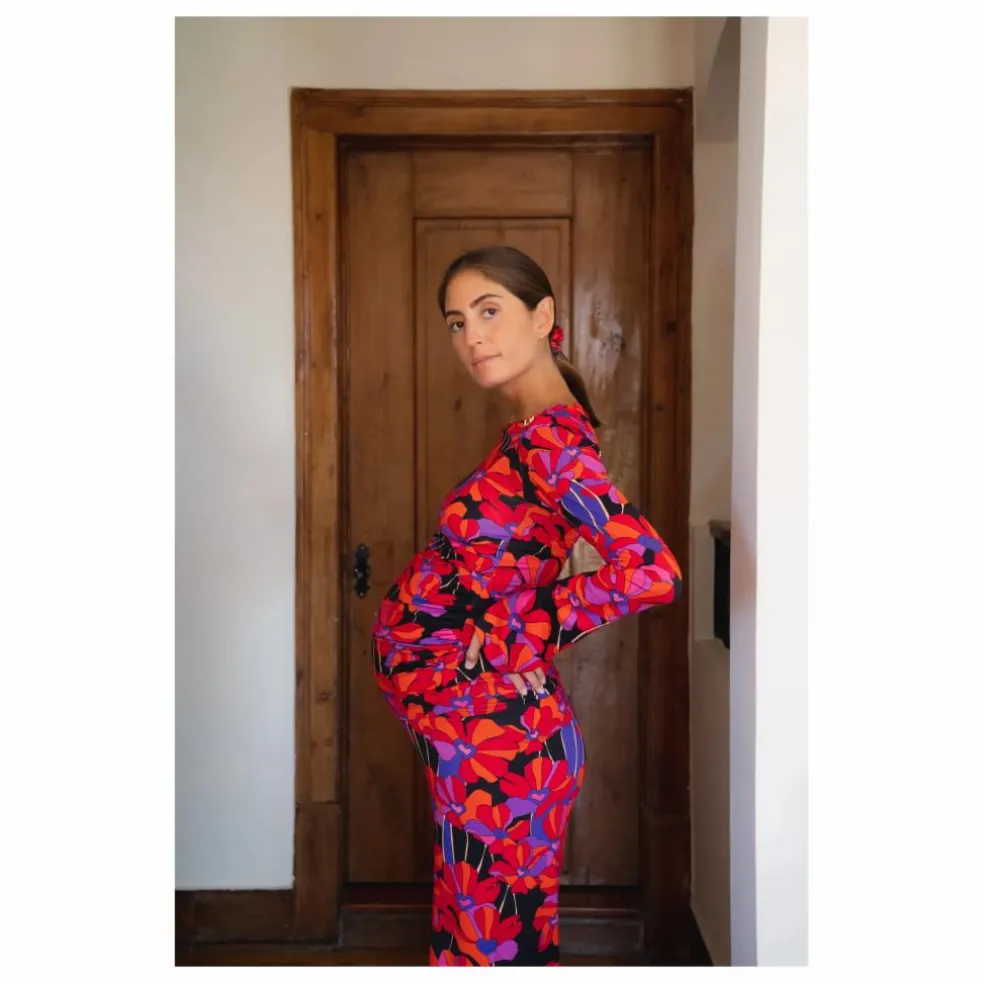 Pantalon de Grossesse Andrea Flower Power | Rouge