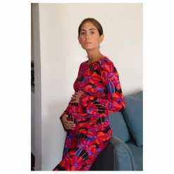 Pantalon de Grossesse Andrea Flower Power | Rouge