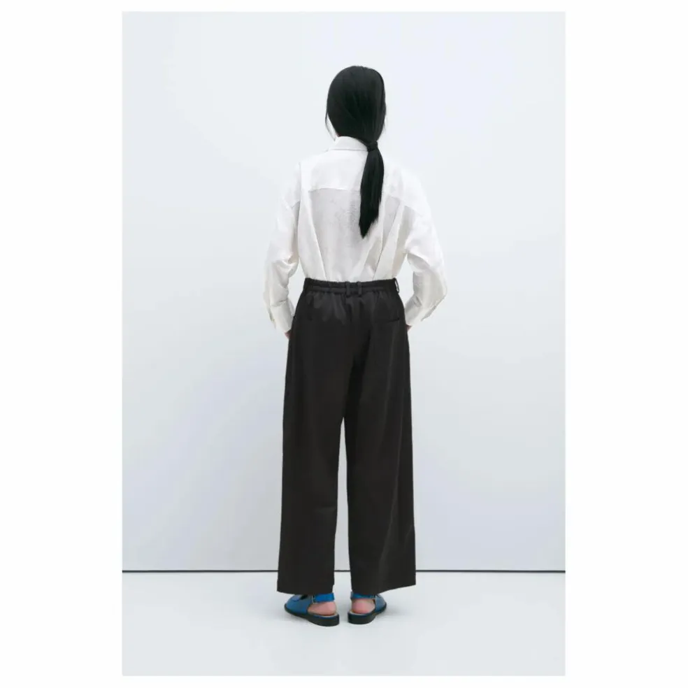 Pantalon Droit Satin | Noir