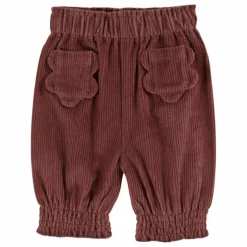 Pantalon Elastiqué Poches Fleurs Velours Côtelé | Violine
