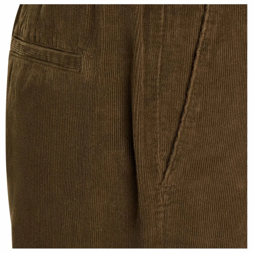 Pantalon Elastiqué Velours Côtelé | Vert kaki