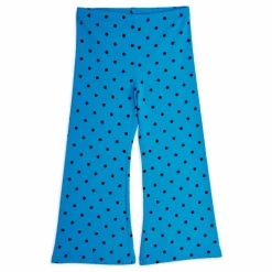 Pantalon Flare Pois Coton Bio | Bleu azur