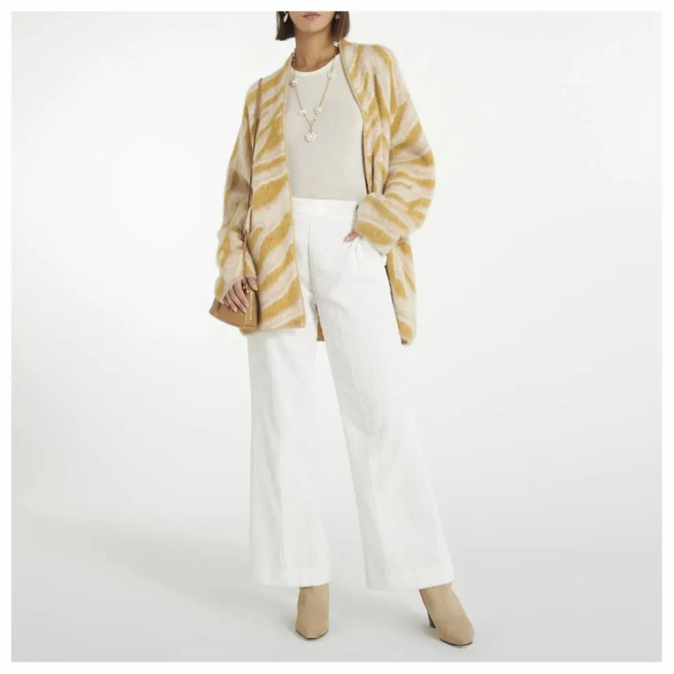 Pantalon Flare Velours Côtelé | Blanc