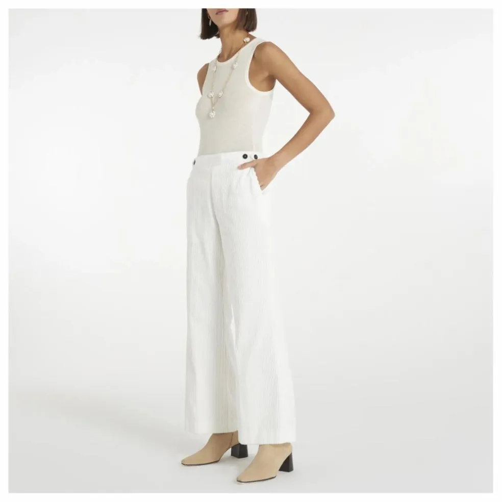Pantalon Flare Velours Côtelé | Blanc