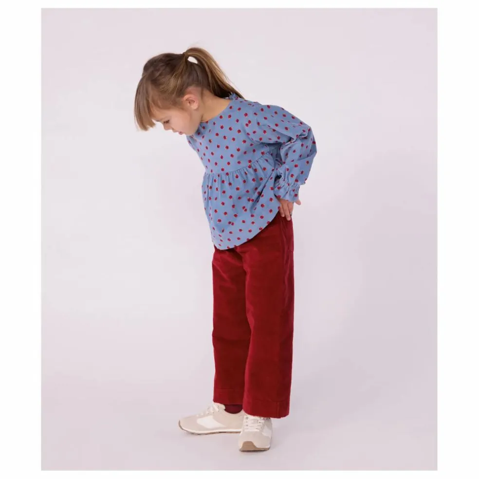 Pantalon Large Velours | Bordeaux