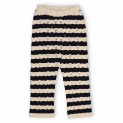 Pantalon Maille Rayures Coton Bio | Bleu marine