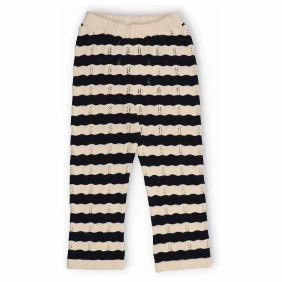 Pantalon Maille Rayures Coton Bio | Bleu marine