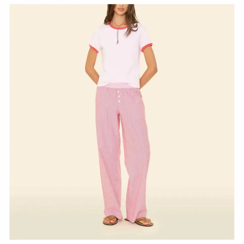 Pantalon Maxime Rayé x Léa Meylan | Rose