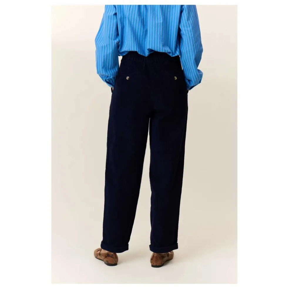 Pantalon Prom Velours Côtelé Coton Bio | Bleu marine