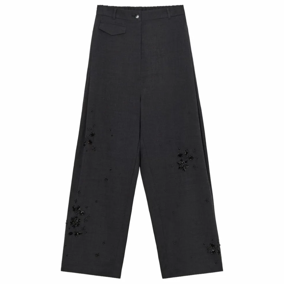 Pantalon Tailoring Perles Laine Vierge | Gris