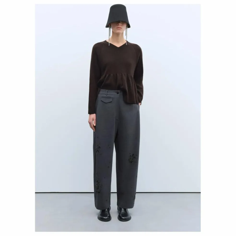 Pantalon Tailoring Perles Laine Vierge | Gris