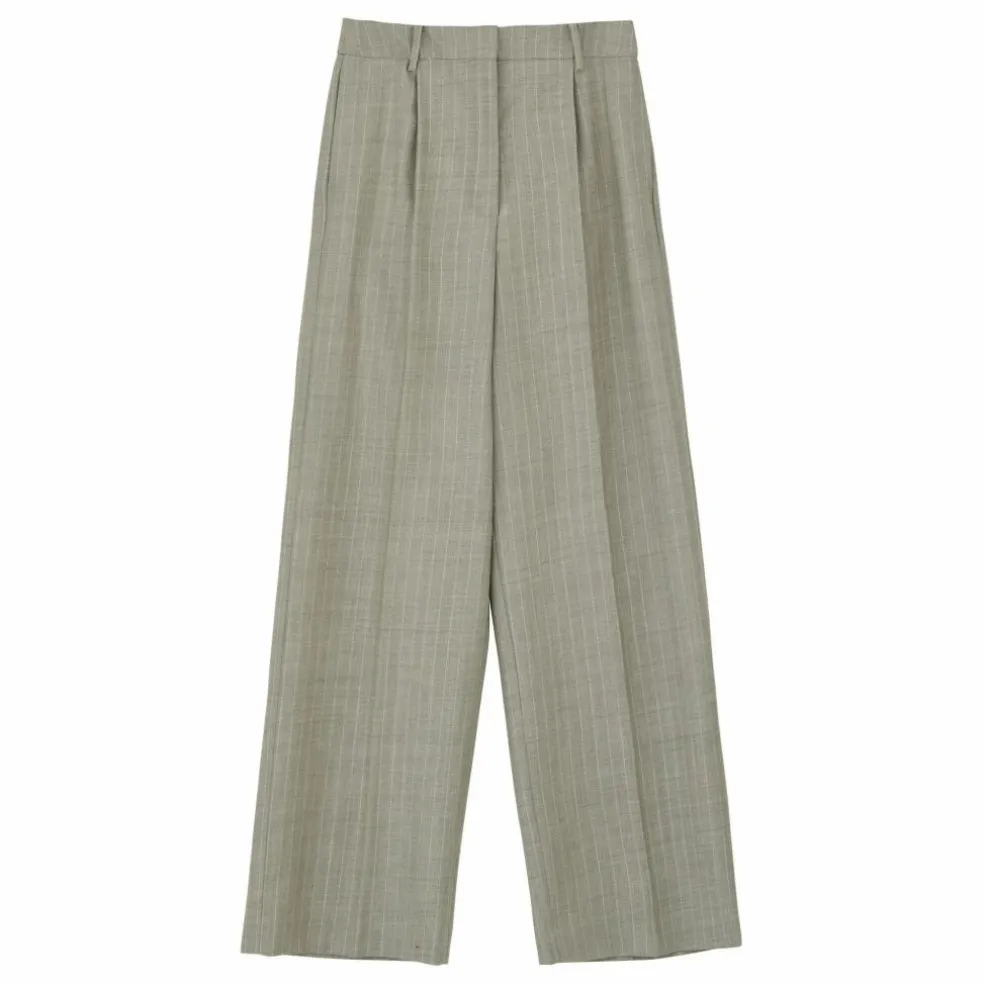 Pantalon Thom Rayé Laine | Gris clair