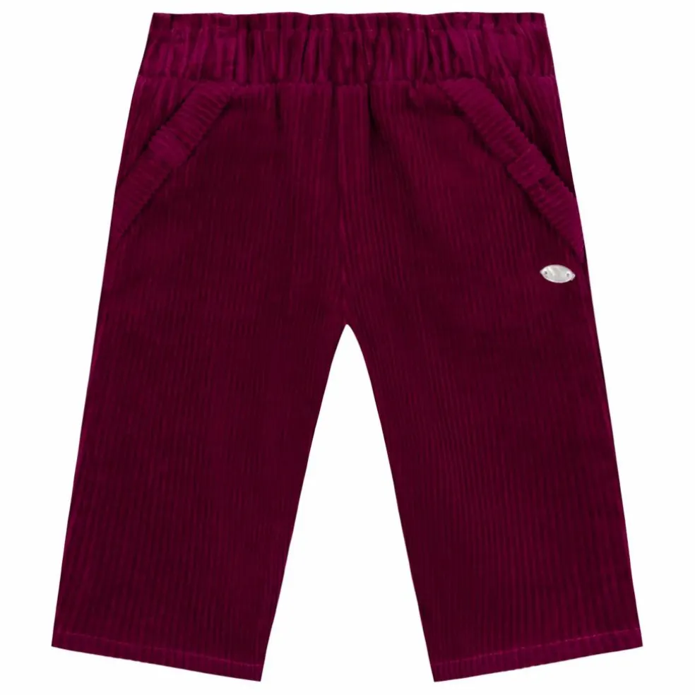 Pantalon Velours Côtelé Nœud | Prune