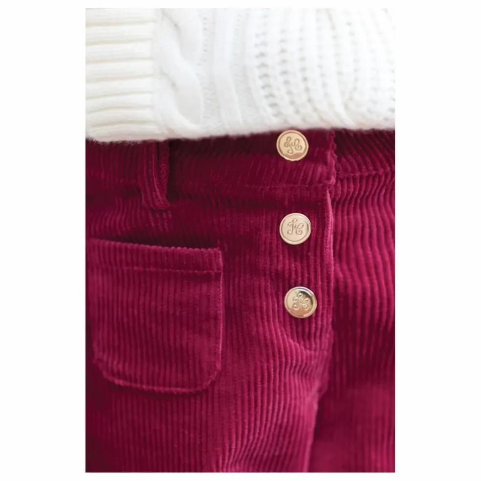 Pantalon Velours Côtelé Poches Devant | Magenta