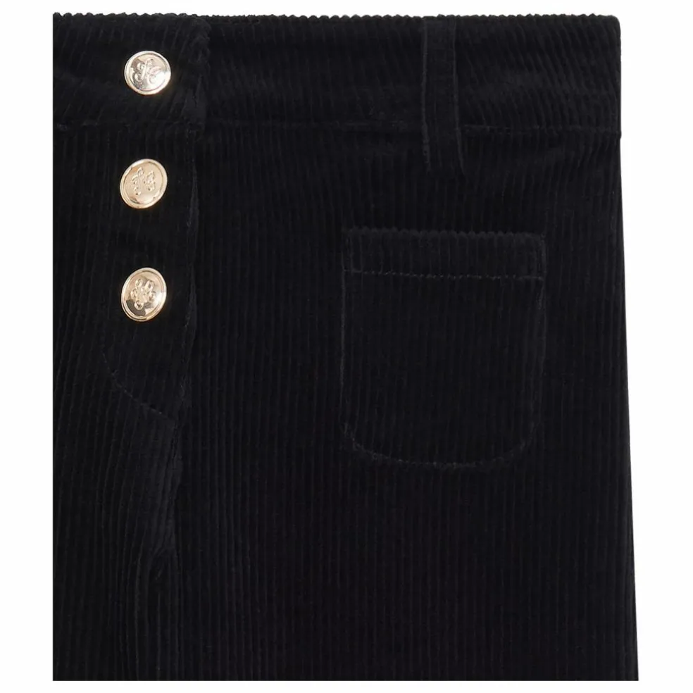 Pantalon Velours Côtelé Poches Devant | Noir