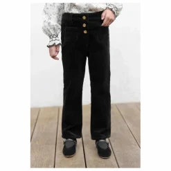 Pantalon Velours Côtelé Poches Devant | Noir