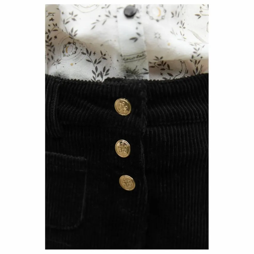 Pantalon Velours Côtelé Poches Devant | Noir