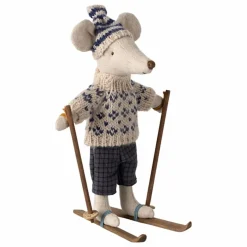 Papa souris et ses skis | Bleu marine