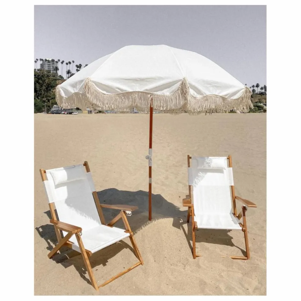Parasol frangé Premium | Blanc