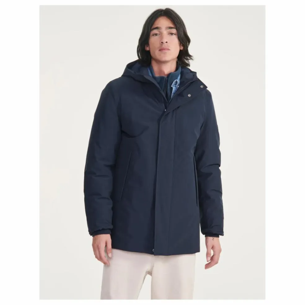 Parka Longue MTD à Capuche Fibres Recyclées | Bleu marine